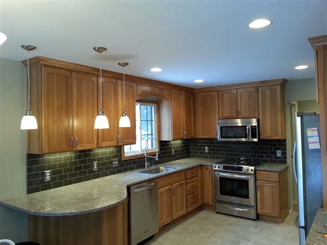 hickory cabinets with stainless steel appliances|hickory cabinet colors.